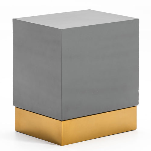 Mesa auxiliar gris y dorada