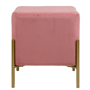 Puf terciopelo cuadrado rosa y oro